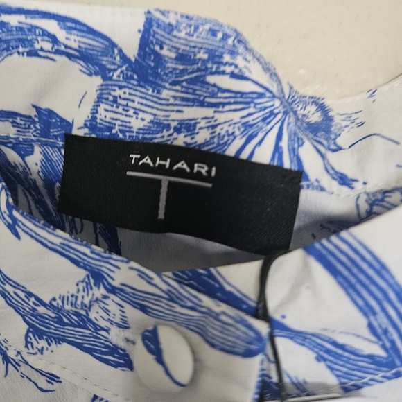 T Tahari Blue and White Floral Midi Dress - Picture 3 of 8